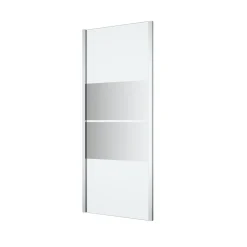 Paroi de douche fixe l.80 x H.195 cm, bandes miroir, profilés alu chrome, GoodHome Ledava