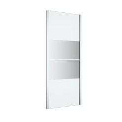 Paroi de douche fixe l.80 x H.195 cm, bandes miroir, profilés alu chrome, GoodHome Ledava