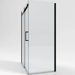 Paroi de douche fixe noir Galedo Rolling transparente 80cm