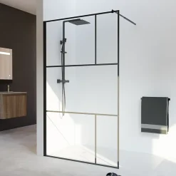 Paroi de douche industrielle noire ATELIA 120 cm