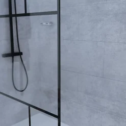 Paroi de douche industrielle noire ATELIA 120 cm