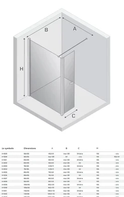 Paroi de Douche Italienne - 90 x 195 - SEPTIA CUIVRE BROSSE - Retour Pivotant 54 cm - Cuivre Brossé