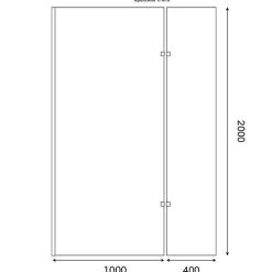 Paroi de douche italienne 100+40 x 200cm CALYPSO verre 8 mm avec volet pivotant