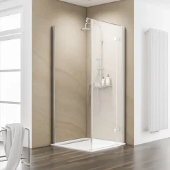 Paroi de douche latérale pour porte battante l.90xH.200cm, verre transparent anticalcaire 6mm, profilé chromé, Schulte MasterClass