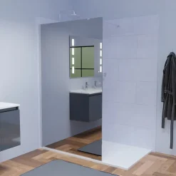 Paroi de douche miroir 120 cm MAORA - Verre 8 mm anticalcaire