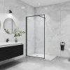 Paroi de douche noire 120x200cm paroi de douche à l'italienne verre anticalcaire avec barre de fixation noire 73-120cm en carré