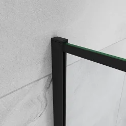 Paroi de douche noire 100x200cm paroi de douche à l'italienne verre anticalcaire avec barre de fixation noire 73-120cm en carré