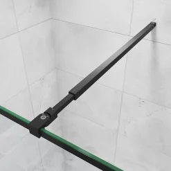 Paroi de douche noire 100x200cm paroi de douche à l'italienne verre anticalcaire avec barre de fixation noire 73-120cm en carré