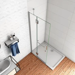 Paroi de Douche Pivotante - 8 mm Verre Anticalcaire - 80 x190 cm avec Porte-Serviette Intégré - alu Chrome