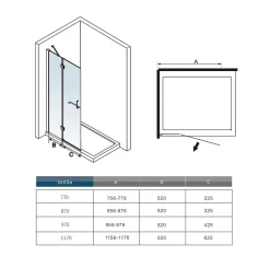 Paroi de Douche Pivotante - 8 mm Verre Anticalcaire - 80 x190 cm avec Porte-Serviette Intégré - alu Chrome