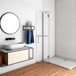 Paroi de Douche Pivotante - 8 mm Verre Anticalcaire - 100 x190 cm avec Porte-Serviette Intégré - alu Chrome