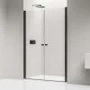 Paroi de douche Profil noir mat 88x195cm en verre 6mm, Cabine de douche niche encastrée 2 portes battantes - NT218