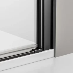 Paroi de douche Profil noir mat 88x195cm en verre 6mm, Cabine de douche niche encastrée 2 portes battantes - NT218