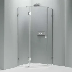 Paroi de douche sans cadre pentagonale en verre véritable NANO EX415 - 90x90x195cm