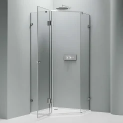 Paroi de douche sans cadre pentagonale en verre véritable NANO EX415 - 90x90x195cm