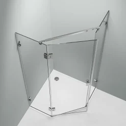 Paroi de douche sans cadre pentagonale en verre véritable NANO EX415 - 90x90x195cm