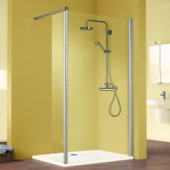 Paroi de douche verre transparent anticalcaire avec volet pivotant 120 + 35 cm, Schulte MasterClass