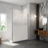 Paroi de douche verre trempé sérigraphié Brume en 8 mm verre - 90 x 200 cm - Profilés chrome avec barre de fixation 90cm