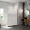 Paroi de douche verre trempé sérigraphié Brume en 8 mm verre - 120 x 200 cm - Profilés chrome avec barre de fixation 90cm