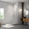 Paroi de douche verre trempé sérigraphié Brume en 8 mm verre - 50 x 200 cm - Profilés chrome avec barre de fixation 90cm