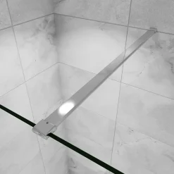 Paroi de douche verre trempé sérigraphié Brume en 8 mm verre - 50 x 200 cm - Profilés chrome avec barre de fixation 90cm