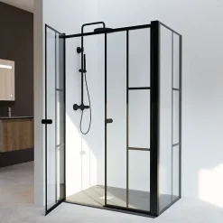 Paroi de douche verrière d'angle pivotante ATELIA double battant 120 cm x 80 cm