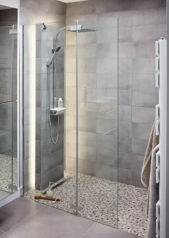 Paroi de douche walk in et volet Cooke & Lewis Zilia transparent 80 + 45 cm