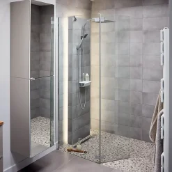 Paroi de douche walk in et volet Cooke & Lewis Zilia transparent 80 + 45 cm