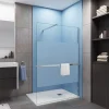 Paroi de douche 120x200 cm - 8mm verre trempé bande dépoli + barre extensible 73-120 cm + Étagère de Douch 120 cm