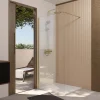 Paroi de Douche 100x195 cm en Verre Trempé 5 mm - Finition Or Brossé - GOLD ELEMENTARY