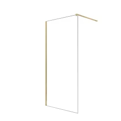 Paroi de Douche 100x195 cm en Verre Trempé 5 mm - Finition Or Brossé - GOLD ELEMENTARY