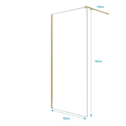 Paroi de Douche 100x195 cm en Verre Trempé 5 mm - Finition Or Brossé - GOLD ELEMENTARY