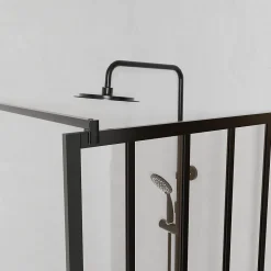 Paroi de douche 80x200 cm type Verriere - Verre trempe et Structure aluminium noir mat - GLASSY