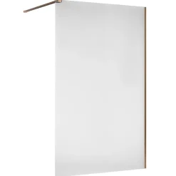 Paroi de douche 120x200 cm verre anticalcaire 6mm avec barre de fixation en aluminium Cuivre Brossé ESSEBAGNO