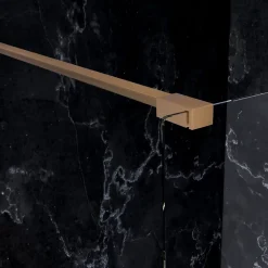 Paroi de douche 120x200 cm verre anticalcaire 6mm avec barre de fixation en aluminium Cuivre Brossé ESSEBAGNO