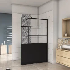paroi de douche 100x200cm,Paroi douche italienne industrielle,avec une barre de fixation extensible ronde,Conception et intimité