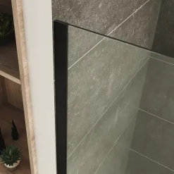 Paroi douche Italienne ROMA-BLACK 120 x 200 cm verre 10 mm transparent, noir, Saniverre