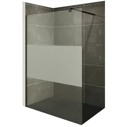 Paroi douche Italienne ROMA-BLACK 120 x 200 cm verre 10 mm centre-opaque, noir, Saniverre