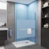 Paroi douche italienne 120x200 cm verre 8mm anticalcaire bande dépoli + Étagère de Douche alu chromé 120 cm