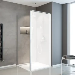 Paroi latérale fixe pour porte de douche pivotante I.80xH.180cm, verre transparent 5mm, profilé alu-argenté, Schulte Sunny