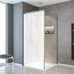 Paroi latérale fixe pour porte de douche pivotante I.80xH.180cm, verre transparent 5mm, profilé alu-argenté, Schulte Sunny