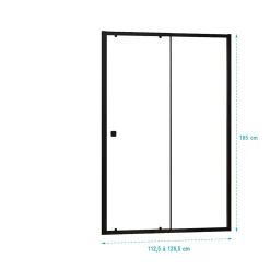 Paroi porte de douche Coulissante Noir 120x185cm - Extensible de 112.5 à 126.5 cm - BLACK SLIDE 120