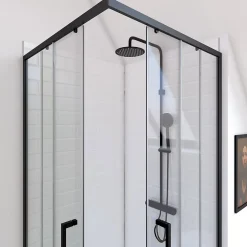Parois de douche coulissantes esprit Indus (90x90 cm - Noir)