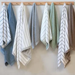 Parure de bain 7 pièces collection PURE LIGHT motif rayures pur coton gris