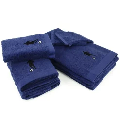 Parure de bain 8 pièces coton 550g/m2 PURE FOOTBALL Bleu Marine