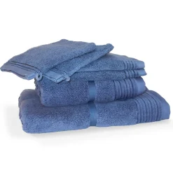 Parure de bain 6 pièces JULIET Bleu Ciel 520g/m2
