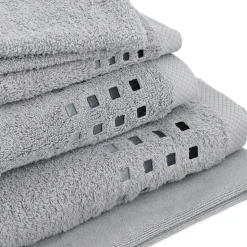 Parure de bain 6 pièces PURE SQUARES Argent 550g/m2