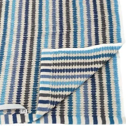 Parure de bain à rayures pur coton collection BREEZE 4 pièces bleu