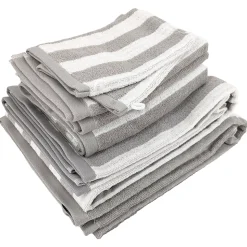 Parure de bain coton collection EFFICIENCE STRIPES 7 pièces gris lunar