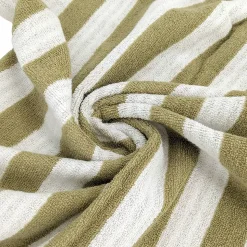 Parure de bain coton collection EFFICIENCE STRIPES 4 pièces vert olive